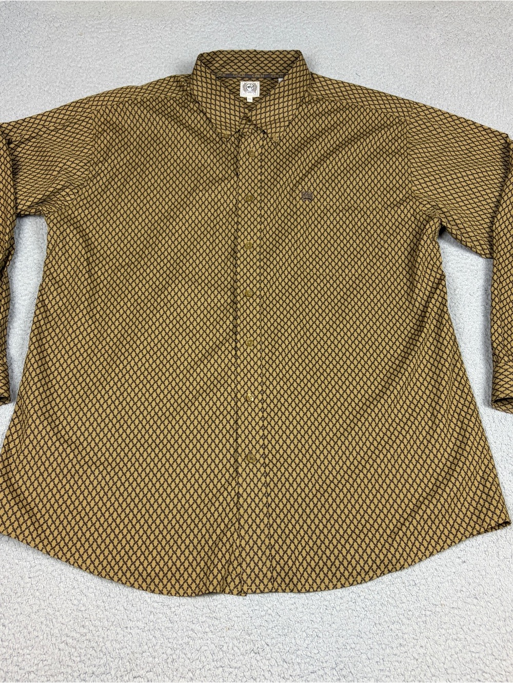 Cinch Western Shirt Men's XL Mustard & Black Geometric Button-Down Cowboy Rodeo